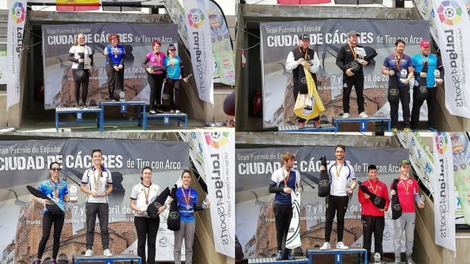 Dos medallas de oro, tres de plata y cuatro de bronce para arqueros de la FMTA en el G.P. de Cáceres